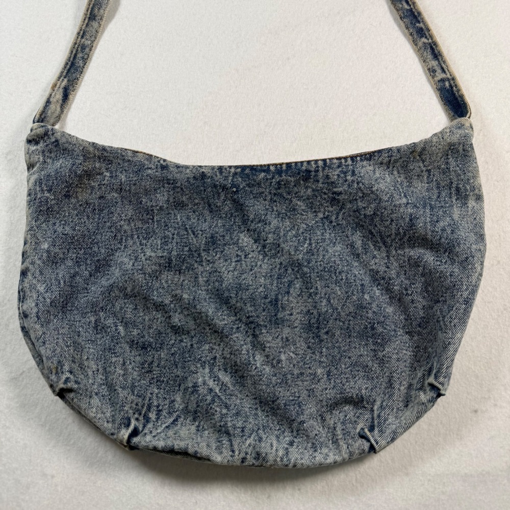 Vintage Mitzi Acid Wash Denim Hobo Shoulder Bag Blue 80s Retro Western Boho - Picture 5 of 12